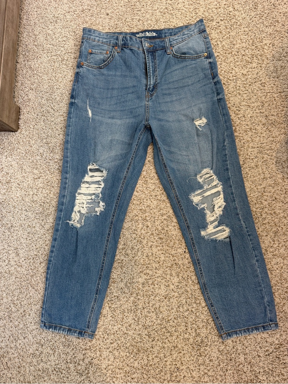 wild fable Distressed Medium Blue Boyfriend Jeans